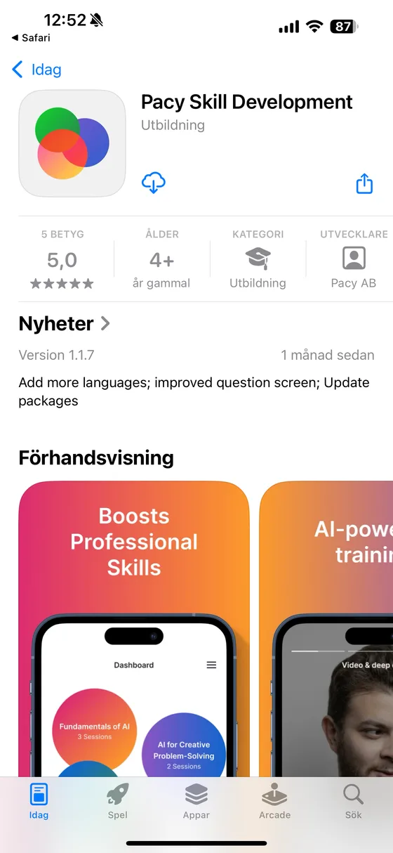 Appen Pacy Skill Development i App Store