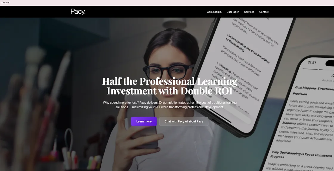 Pacys inloggningssida på webben